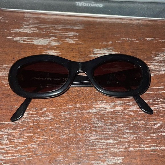 Yves Saint Laurent 6563 Y505 black sunglasses with heart accent on arm. - Picture 1 of 15